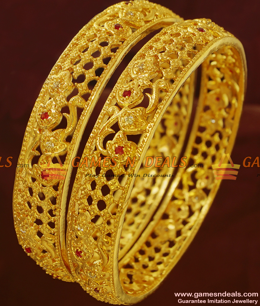 BS060-2.8 Grand Bridal Kada Bangles Just Like Real Gold Design Online BS060-2.8 Grand Bridal Kada Bangles Just Like Real Gold Design Online