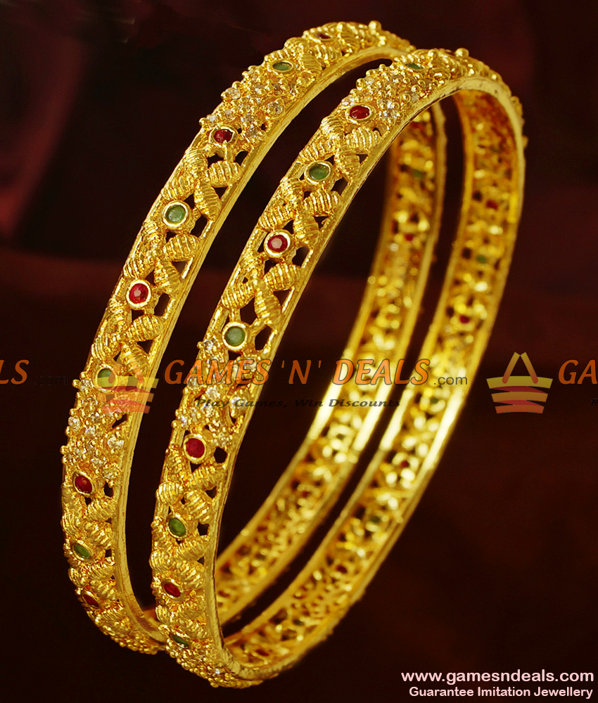 BS062-2.8 Size Antique Design CZ Stone Sparkling 2 Pieces Bridal Wear Imitation Bangle BS062-2.8 Size Antique Design CZ Stone Sparkling 2 Pieces Bridal Wear Imitation Bangle