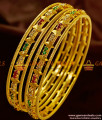 BS070-2.8 Size Sparkling 2 Pieces Multicolor Thin AD Stone Bridal Bangle BS070-2.8 Size Sparkling 2 Pieces Multicolor Thin AD Stone Bridal Bangle