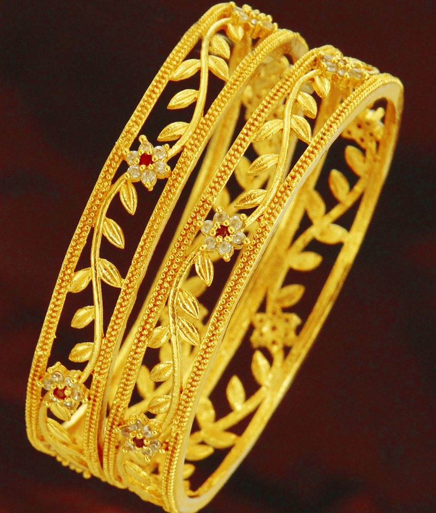 BS075-2.6 Size Unique Leaf Design Stone Bangle Set For Marriage BS075-2.6 Size Unique Leaf Design Stone Bangle Set For Marriage