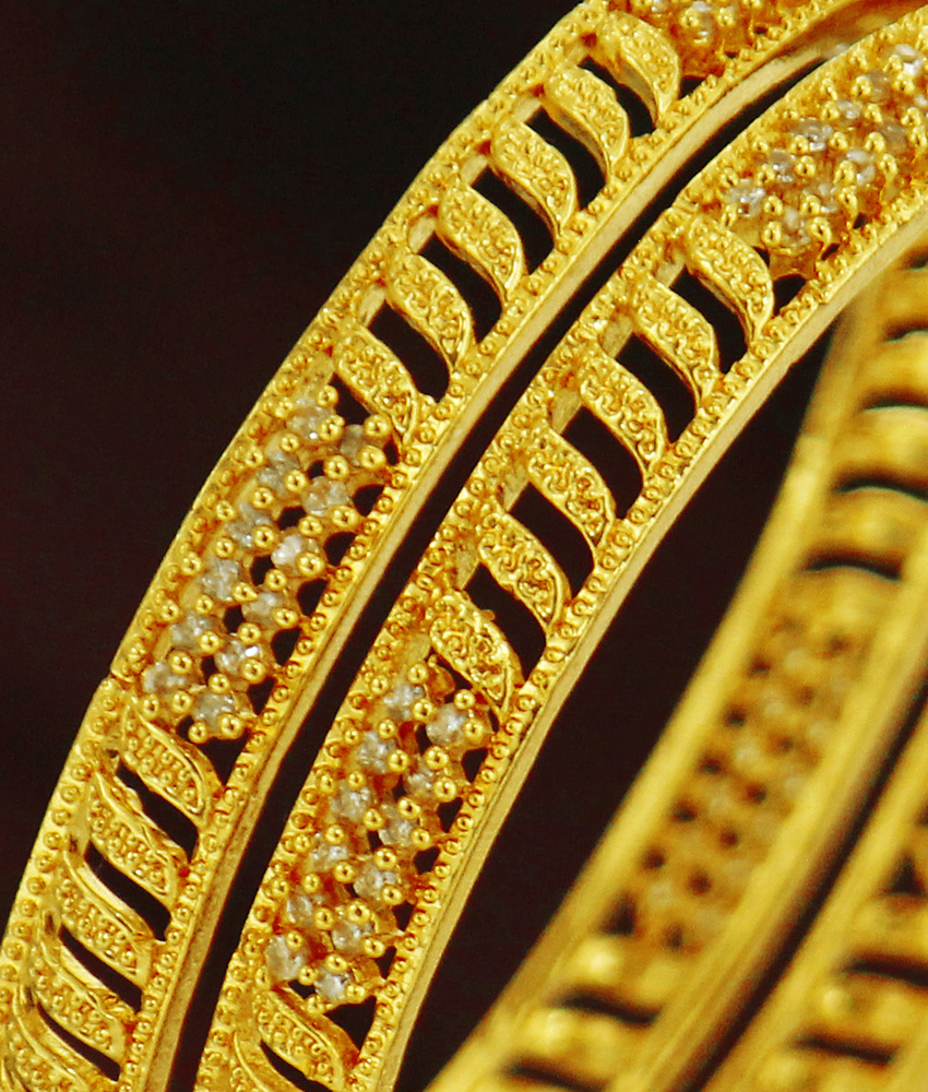 BS076-2.8 Size Gold Tone Zircon Stone Bangle Set For Marriage BS076-2.8 Size Gold Tone Zircon Stone Bangle Set For Marriage
