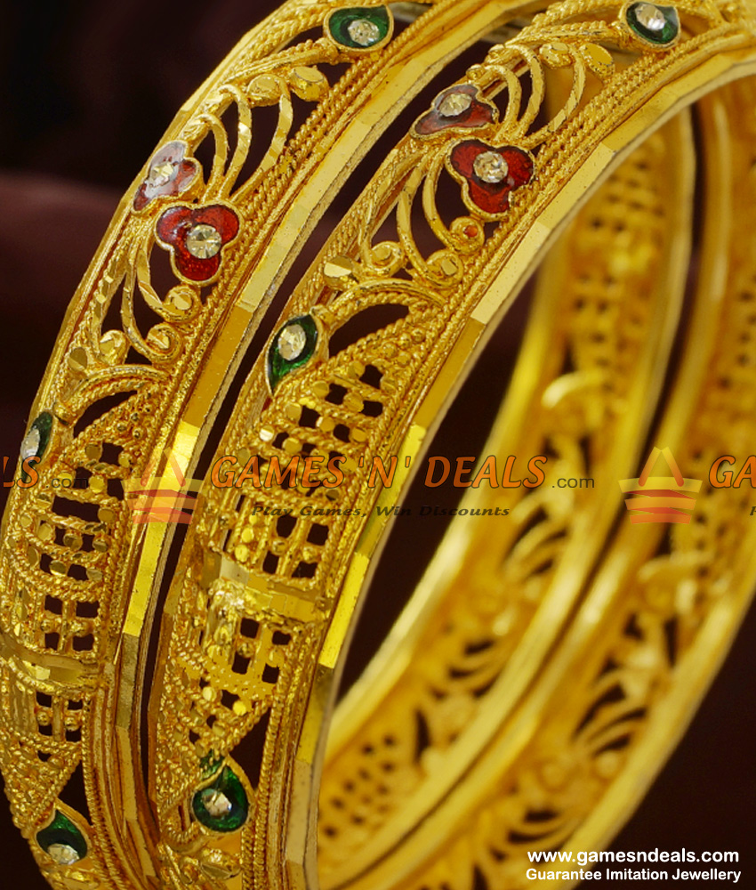NGBR001-2.6 Size Light Weight 2 Pieces Gold Plated Non Guarantee Bangles