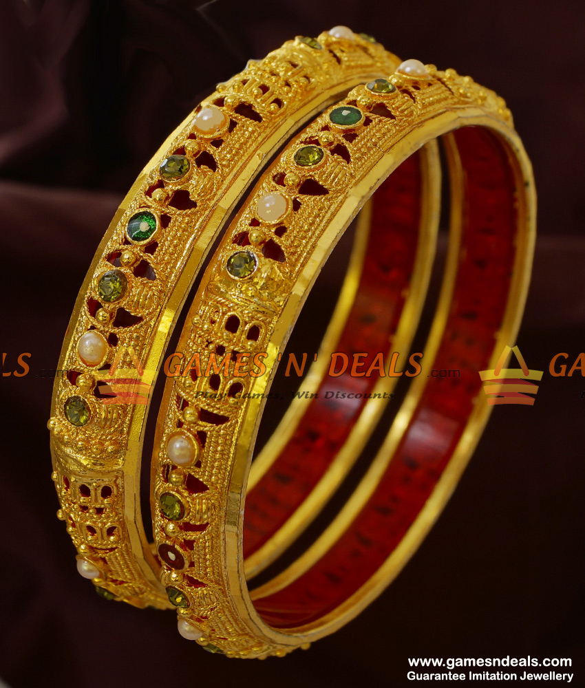 NGBR002-2.4 Size Non Guarantee Bangles Light Weight 2 Pieces Enamel Design