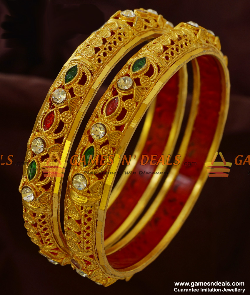 NGBR003-2.4 Size Non Guarantee Enamel Bangles 2 Pieces Light Weight Design