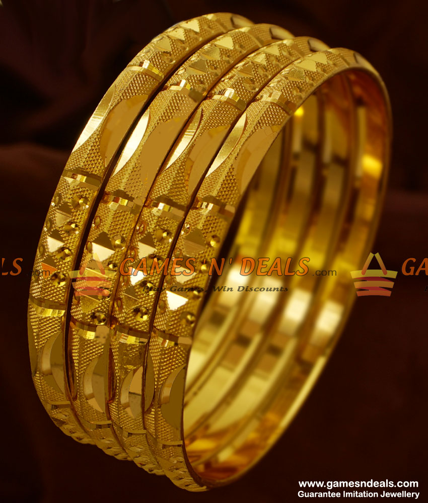 NGBR010-2.4 Size Dull Finish 4 pieces Non Guarantee Gold Like Design Bangles