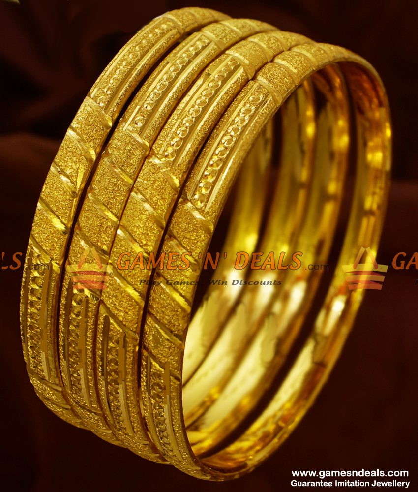 NGBR013-2.8 Size Matt Finish 4 pieces Non Guarantee Gold Like Imitation Bangle Design