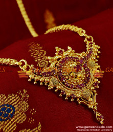 BGDR105 - Gold Plated Traditional Chain With Ruby Dollar Design BGDR105 - Gold Plated Traditional Chain With Ruby Dollar Design