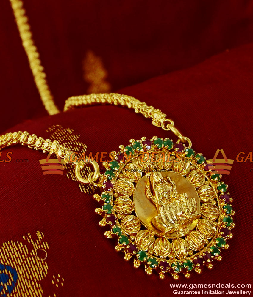 BGDR106 - Gold Plated Jasmine Chain Ruby Stone Lakshmi Dollar Temple Jewelry BGDR106 - Gold Plated Jasmine Chain Ruby Stone Lakshmi Dollar Temple Jewelry