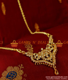 BGDR113 - Traditional South Indian Wheat Chain with AD White Stone Dollar Online BGDR113 - Traditional South Indian Wheat Chain with AD White Stone Dollar Online