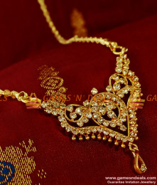 BGDR113 - Traditional South Indian Wheat Chain with AD White Stone Dollar Online BGDR113 - Traditional South Indian Wheat Chain with AD White Stone Dollar Online