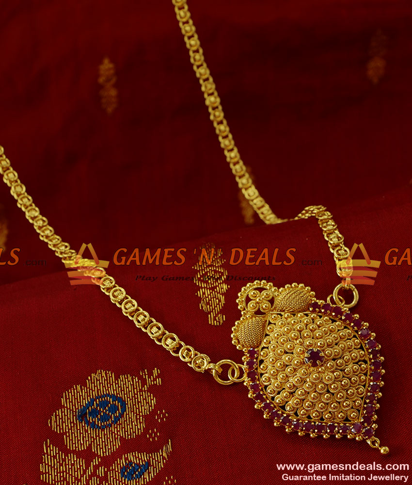 BGDR123 - Great Looking Ruby Stone Dollar South Indian Kerala Type Ornament