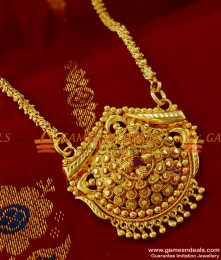 BGDR130 - Unique Kerala Red Stone Dollar with Jasmine Chain Party Wear Design BGDR130 - Unique Kerala Red Stone Dollar with Jasmine Chain Party Wear Design