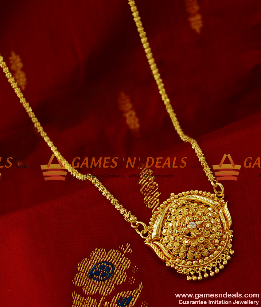 BGDR131 - Unique Kerala White Stone Dollar with Jasmine Chain Party Wear Design