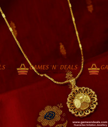 BGDR138 - Imported 3D Art Flower Round Pendant with Twisted Chain Daily Wear BGDR138 - Imported 3D Art Flower Round Pendant with Twisted Chain Daily Wear