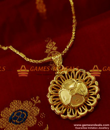 BGDR138 - Imported 3D Art Flower Round Pendant with Twisted Chain Daily Wear BGDR138 - Imported 3D Art Flower Round Pendant with Twisted Chain Daily Wear