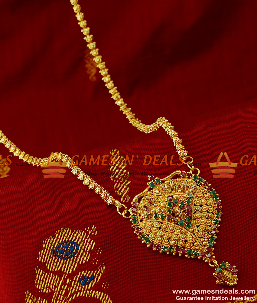 BGDR141 - 24 ct Gold Plated Fashion Jewelry Big Ruby Dollar Daily Wear Imitation Chain