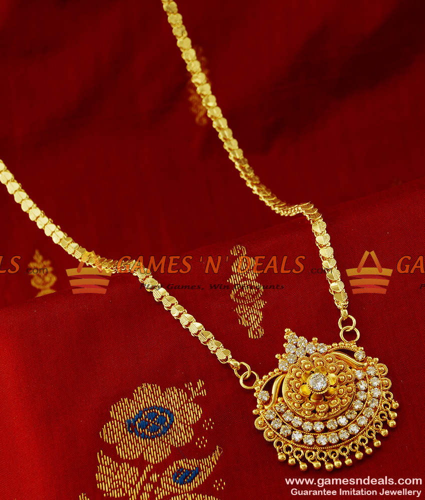 BGDR145 - South Indian Jewellery Imiation AD Stone Dollar with Chain Buy Online BGDR145 - South Indian Jewellery Imiation AD Stone Dollar with Chain Buy Online