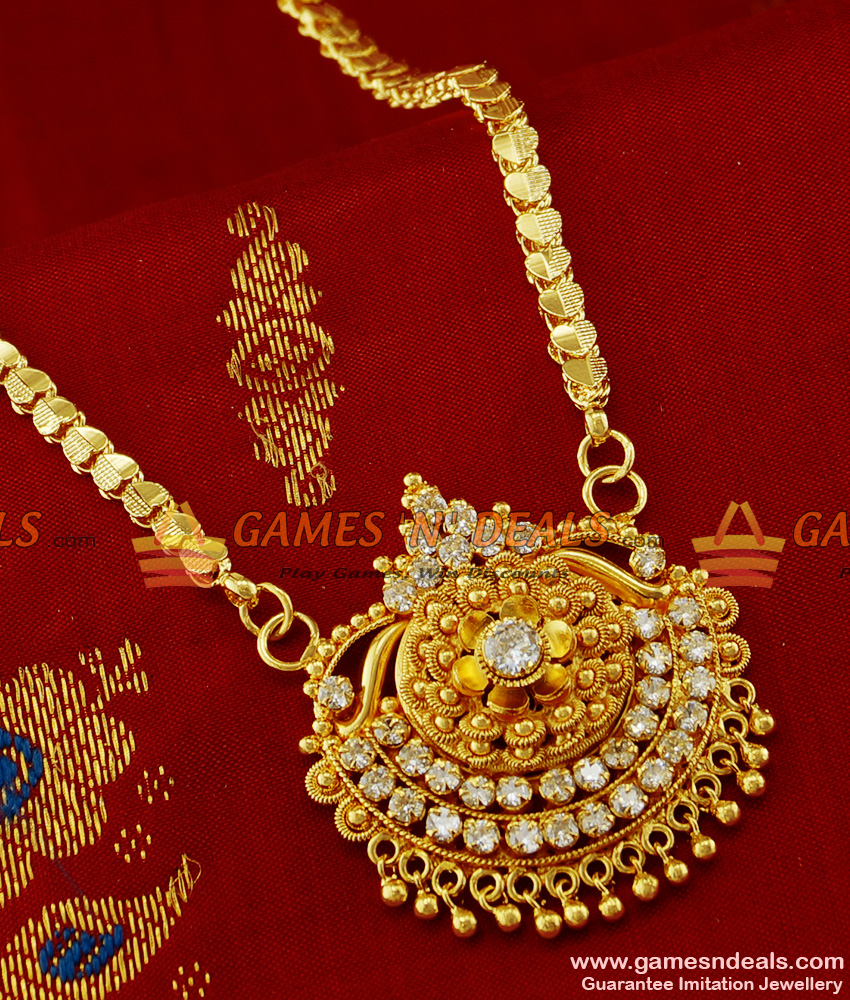 BGDR145 - South Indian Jewellery Imiation AD Stone Dollar with Chain Buy Online