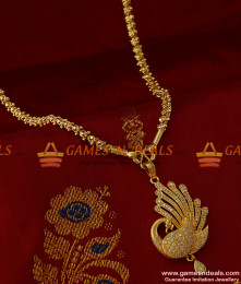 BGDR154 - Party Wear Zircon Stone Imitation Stone Dancing Peacock Dollar with Chain BGDR154 - Party Wear Zircon Stone Imitation Stone Dancing Peacock Dollar with Chain