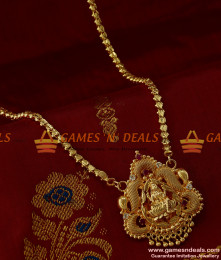 BGDR156 - Gold Plated  Imitation Chain Ruby Stone Lakshmi Dollar Temple Jewelry BGDR156 - Gold Plated  Imitation Chain Ruby Stone Lakshmi Dollar Temple Jewelry