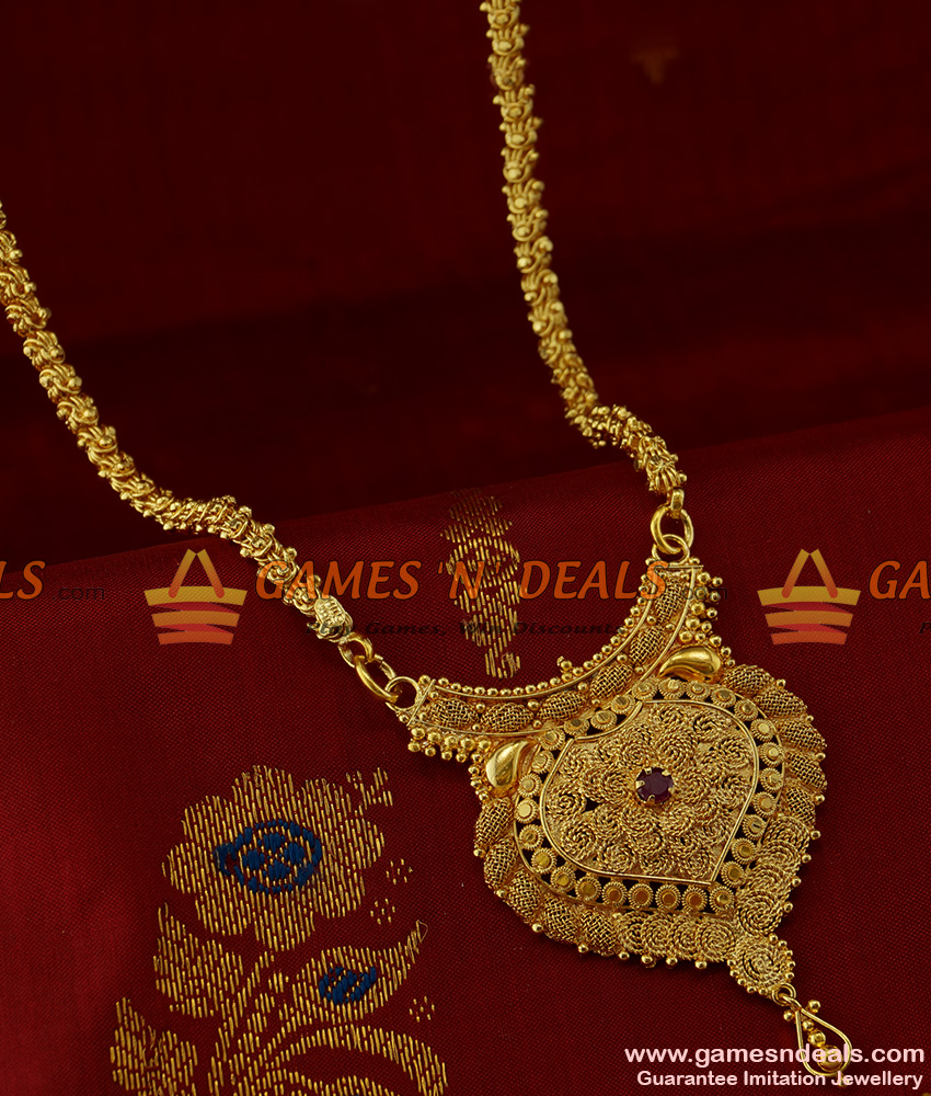 BGDR164 - Eye Catching Trendy Red Stone Kerala Dollar Imitation Jewelry