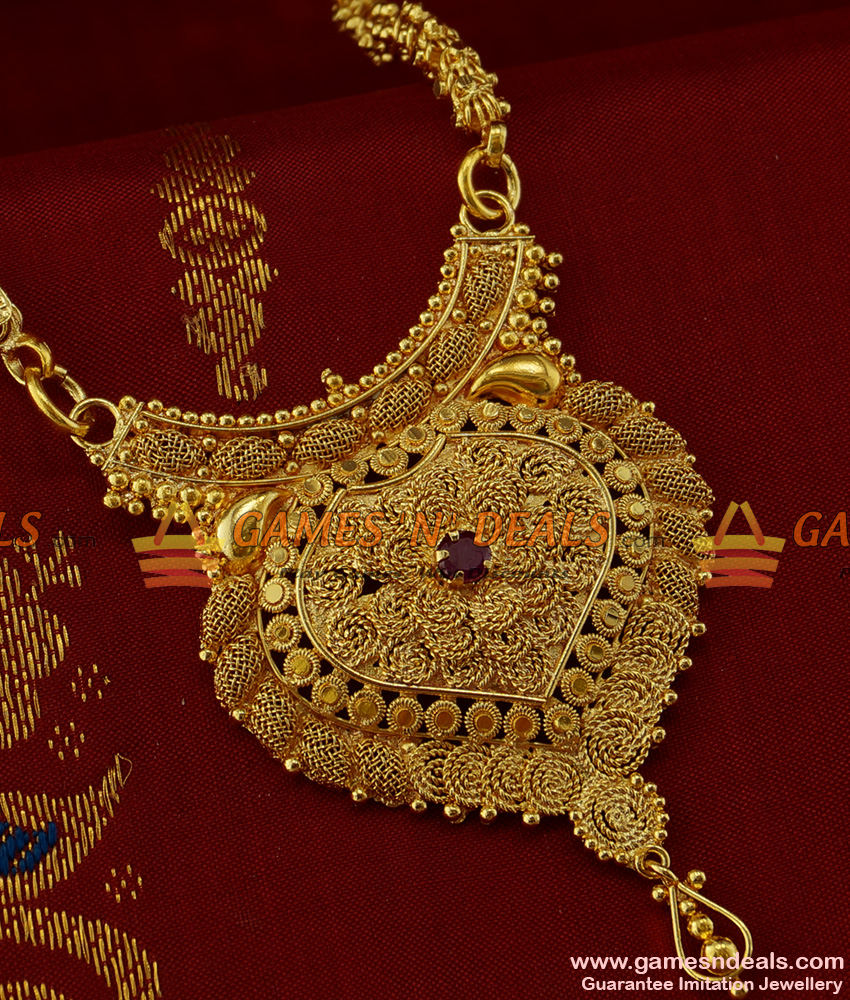 BGDR164 - Eye Catching Trendy Red Stone Kerala Dollar Imitation Jewelry