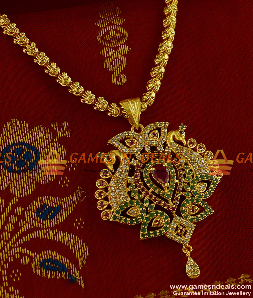 BGDR183 - Grand Zircon Stone Imitation Jewelry Big Peacock Dollar with Jasmine Chain