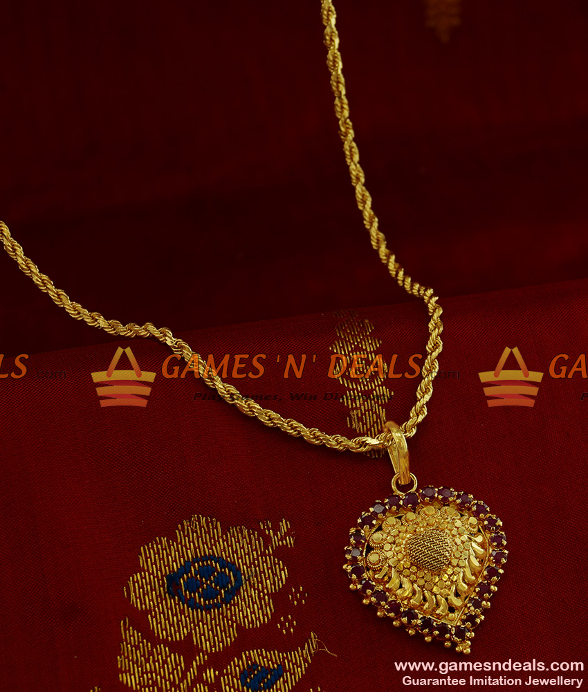 BGDR193 - South Indian Heartin Design Ruby Dollar Imitation Jewelry Online