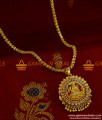 BGDR195 - Semi Precious AD Stone Lakshmi Dollar With S-Type Chain Temple Design