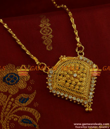 BGDR227 - Light Weight Semi Precious White Stone Dollar with Wheat Chain BGDR227 - Light Weight Semi Precious White Stone Dollar with Wheat Chain