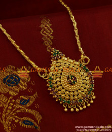 BGDR231 - South Indian Kerala Design Semi Precious Ruby Emerald Stone Dollar BGDR231 - South Indian Kerala Design Semi Precious Ruby Emerald Stone Dollar