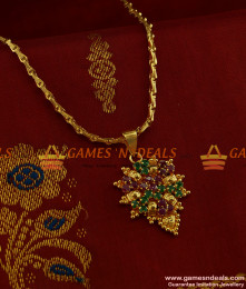 BGDR235 - Semi Precious First Quality Emerald Ruby Stone Dollar with Chain BGDR235 - Semi Precious First Quality Emerald Ruby Stone Dollar with Chain