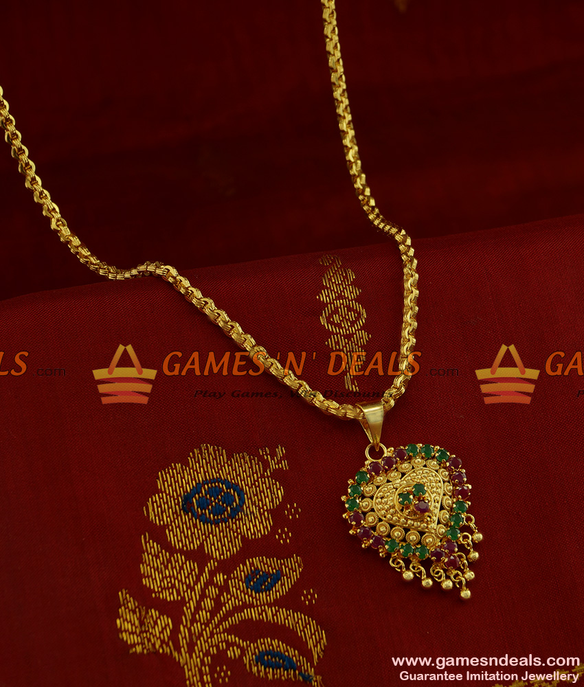 BGDR245 - First Quality Semi Precious Emerald Ruby Stone Dollar with Chain BGDR245 - First Quality Semi Precious Emerald Ruby Stone Dollar with Chain