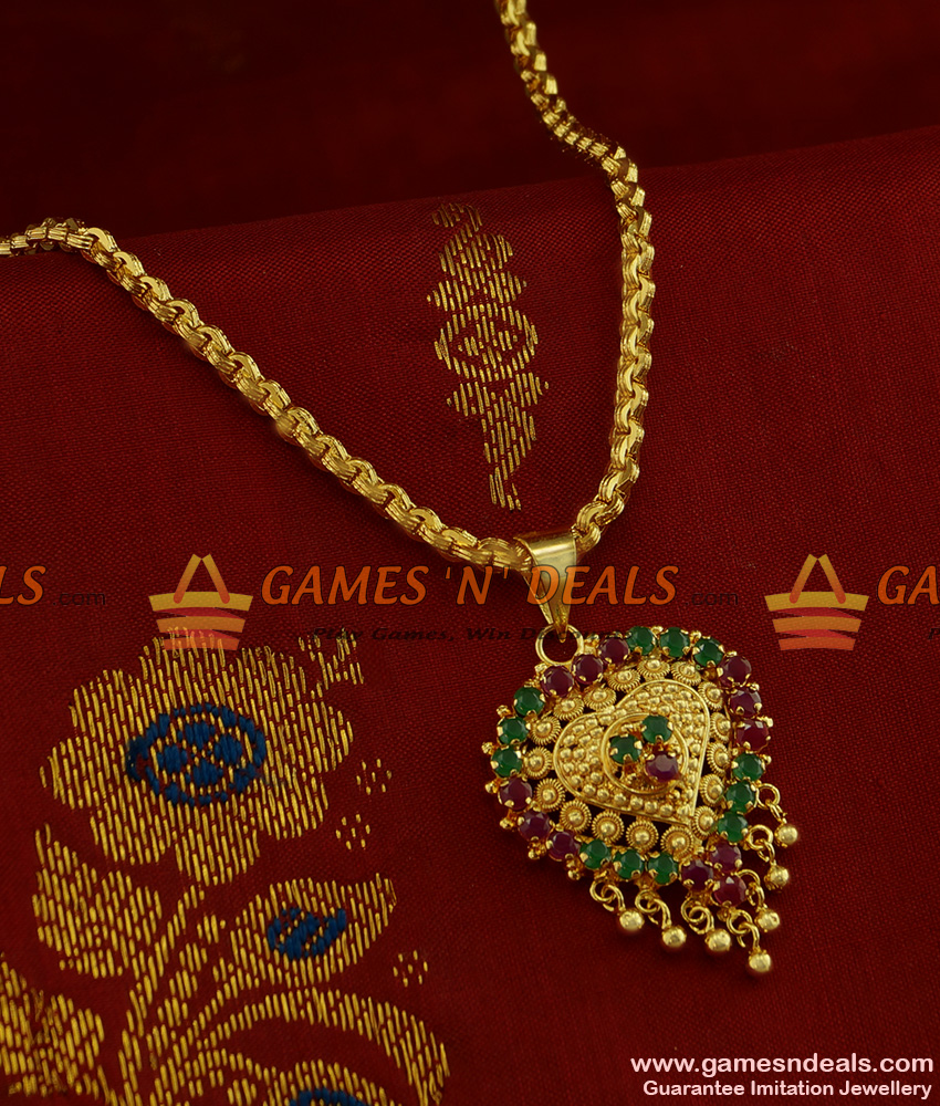 BGDR245 - First Quality Semi Precious Emerald Ruby Stone Dollar with Chain BGDR245 - First Quality Semi Precious Emerald Ruby Stone Dollar with Chain