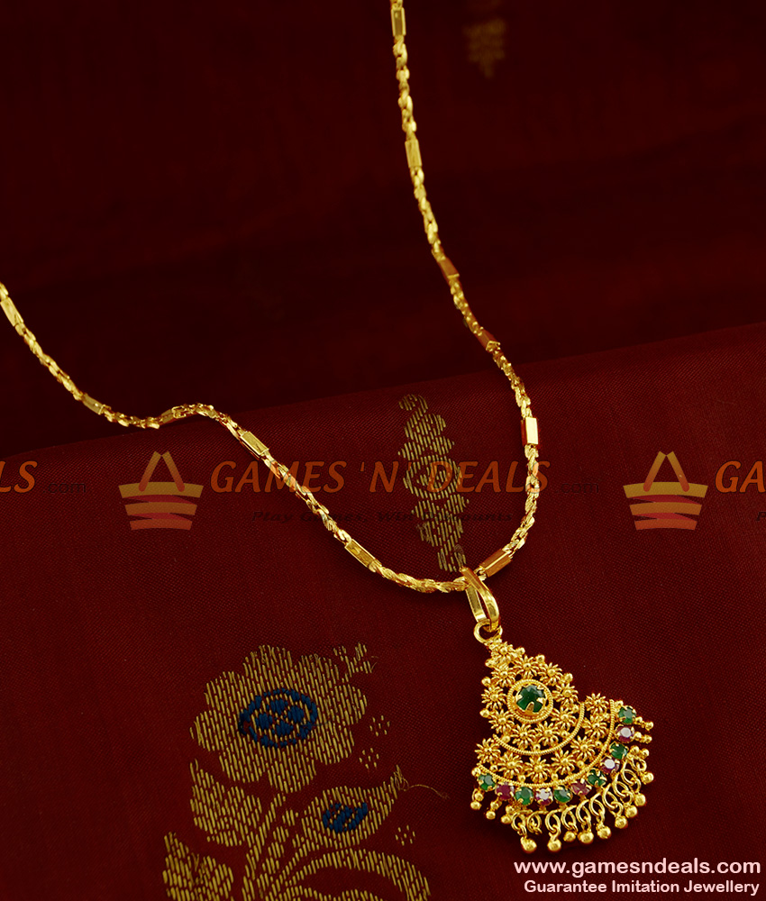 BGDR260 - Attractive Green Stone Dollar Light Weight Kerala Design Jewelry