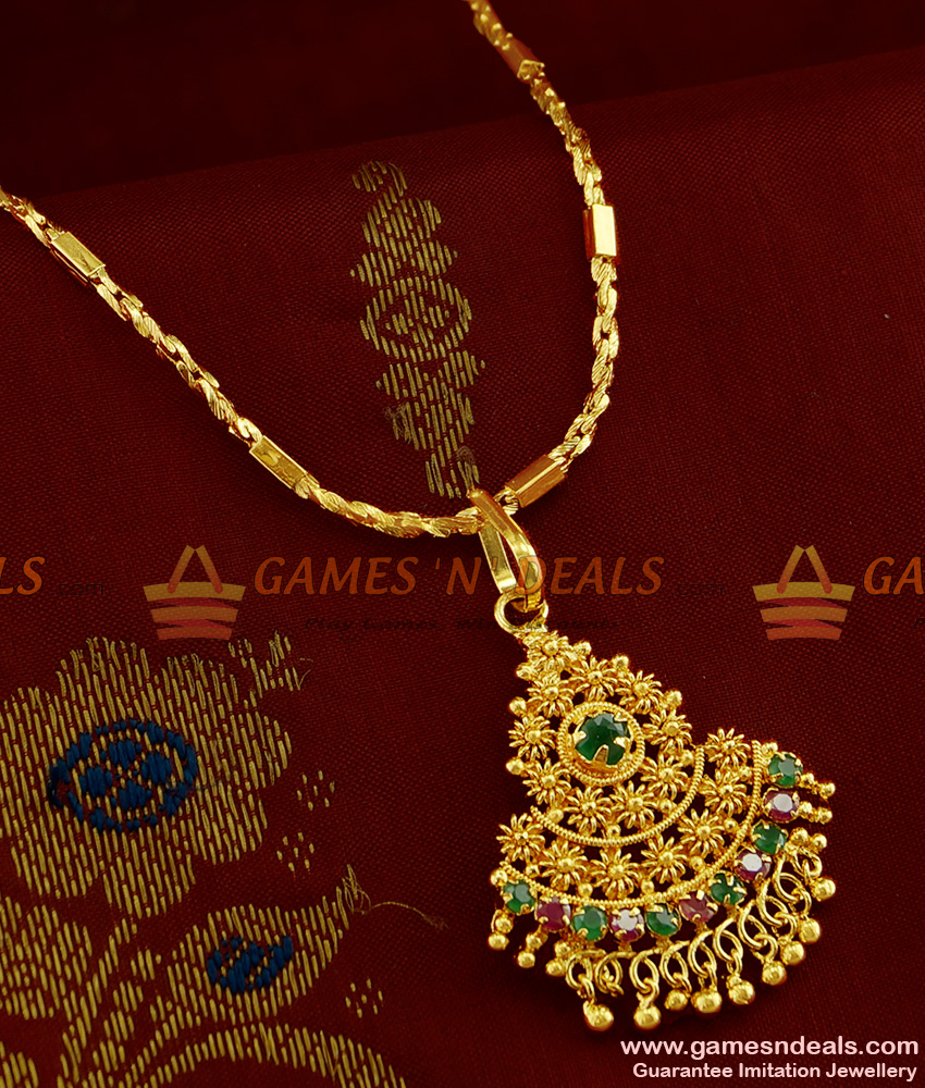 BGDR260 - Attractive Green Stone Dollar Light Weight Kerala Design Jewelry