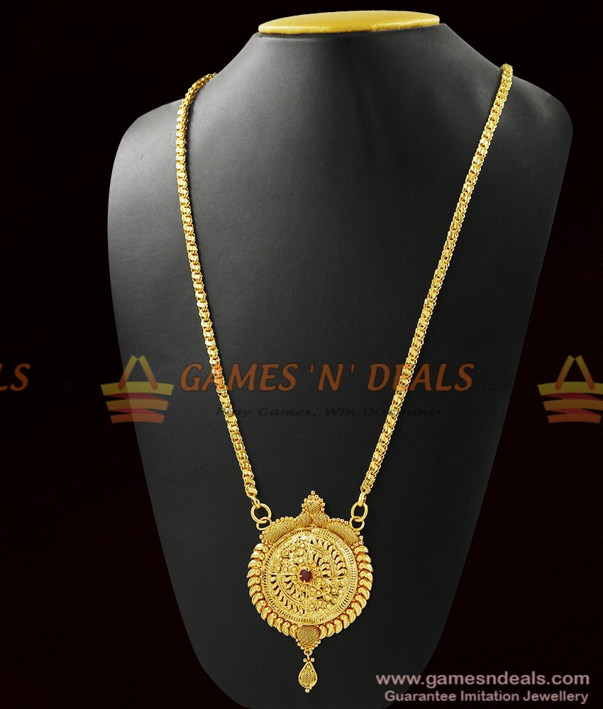 Kerala Design Attractive Red AD Stone Dollar Chain | BGDR277