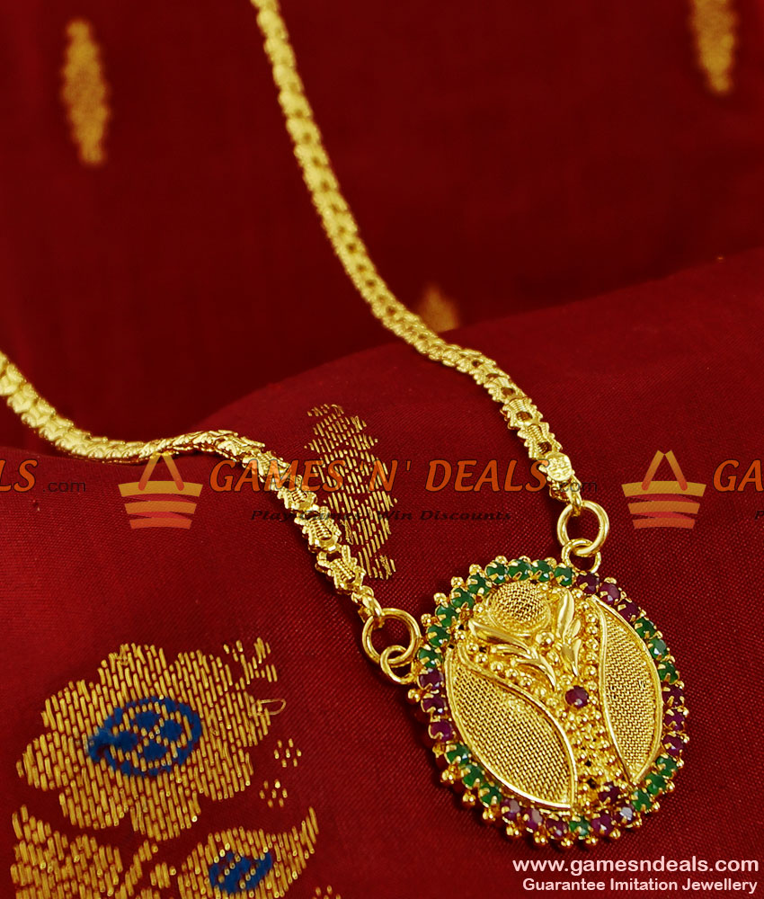 BGDR93 - Gold Plated Ornament Kerala Fashion Jewelry AD Stone Ruby Dollar