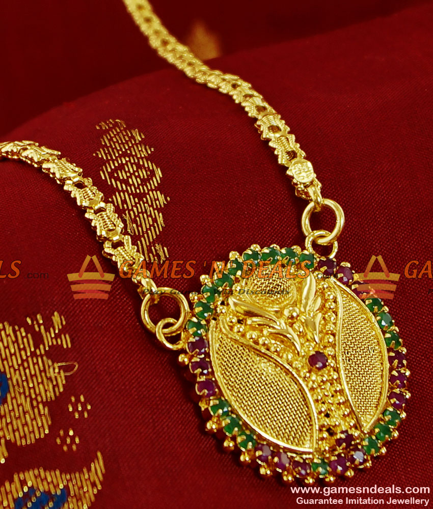 BGDR93 - Gold Plated Ornament Kerala Fashion Jewelry AD Stone Ruby Dollar