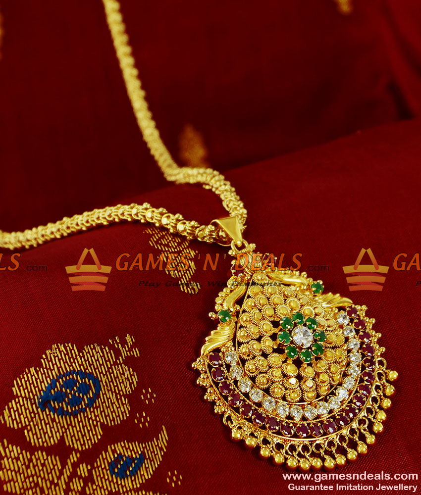 BGDR99 - Trendy Big Ruby Dollar Party Wear South Indian Latest Imitation Jewelry