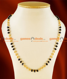 CCRY07 - Gold Plated Jewelry Thin Black Crystal Mani Traditional Chain Design CCRY07 - Gold Plated Jewelry Thin Black Crystal Mani Traditional Chain Design