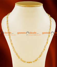 CCRY08 - Gold Plated Jewelry Thin Pearl Heartin Cut Chain Traditional Indian Chain CCRY08 - Gold Plated Jewelry Thin Pearl Heartin Cut Chain Traditional Indian Chain