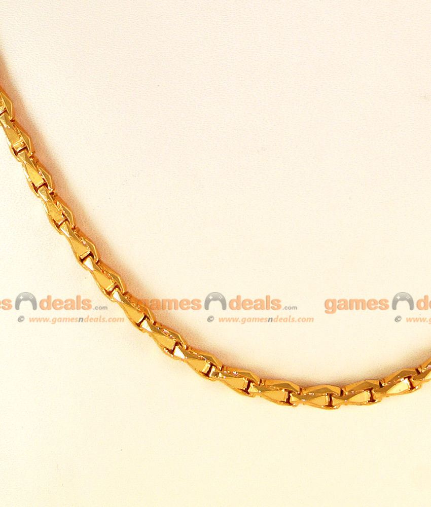 CGLM09 - South Indian Gold Plated Jewely Traditional Plain Wheat Chain