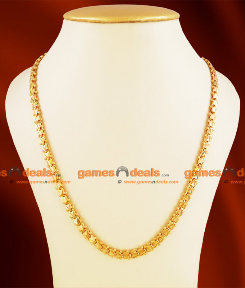 CHRT03-LG - 30 inches Gold Plated Chain Heartin with Ball Design
