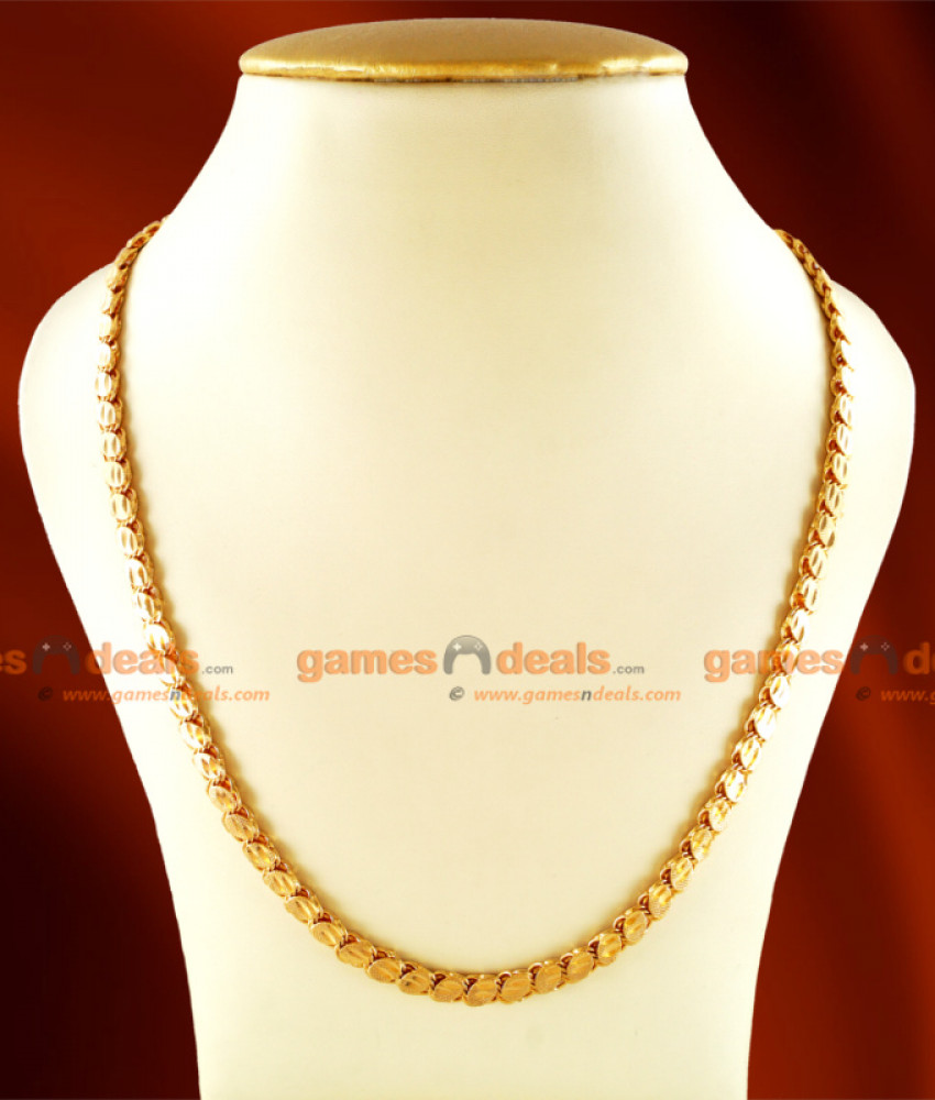 CHRT10-LG - 30 inches Gold Plated Leaf cut Oval Design Chain