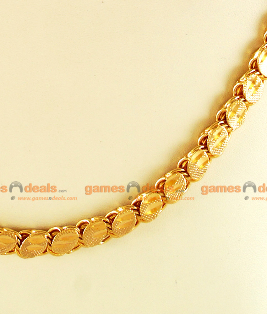 CHRT10 - Gold Plated Leaf cut Oval Design Thick Chain