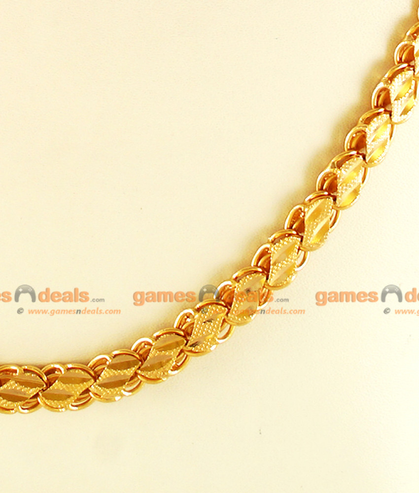 CHRT15 - Gold Plated Leaf Cut S-Plate Design Thick Chain
