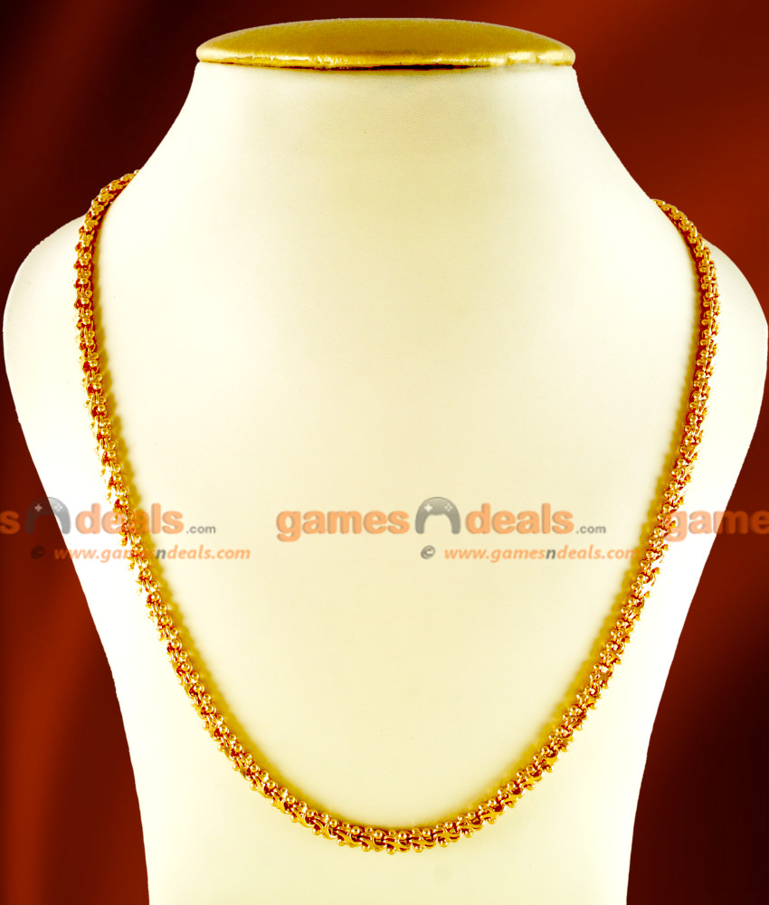 CHRT19 - Gold Plated Jewelry Kerala Sundari Ball Design South Indian Unique Rare Chain