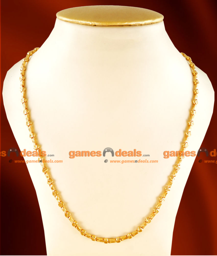 CJAY03-LG - 30 inches Long Gold Plated Daily Wear Thick Womens Box Kumil Design Guarantee Chain Online