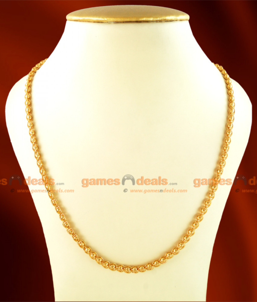 CKMN07-XLG - 36 inches Extra Long Gold Plated Kerala Pure Mani Chain